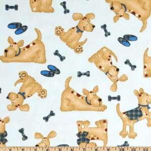   45 Wide Flannel Dogs Blue Fabric By The Yard: Arts, Crafts & Sewing