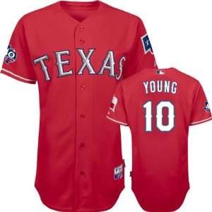 Michael Young Jersey: Adult Majestic Alternate Scarlet Authentic Cool 