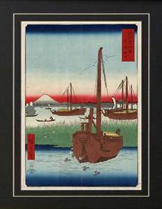 Ando Hiroshige Tōto Tsukuda ship fish Japanese Woodcut  