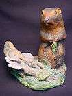 vtg beaver woodchuck figurine old resin wild animal doorstop statue