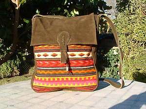 NEW Unisex ethnic messenger bag wool suede Native american designs 