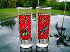 CUERVO GOLD RED TALL TEQUILA SHOT GLASSES WOLF & MEN
