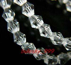 500pcs Faceted Glass Crystal Bicone Beads 3mm Clear  