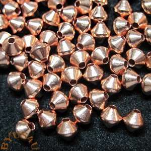 BICONE METAL SPACER BEADS 3mm SOLID COPPER 100pc   