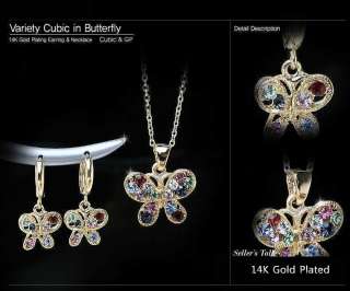 Korean]14KGold Plated Necklace&Earring Set M_BUTTERFLY  