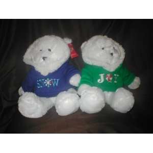  Christmas Holiday White Plush Teddy Bear wearing either a 