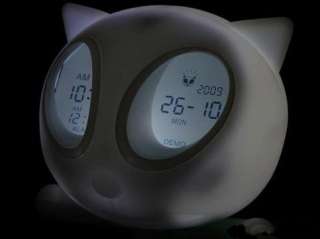 Multi Color change Magic Cat Digital Desk Alarm Clock Cute Chritmas 