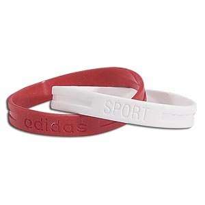 adidas Twin Stripes Wrist Bands (Red/White):  Sports 