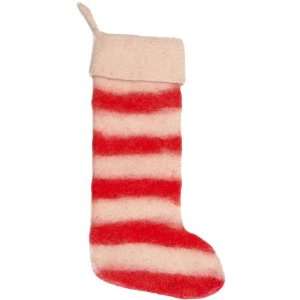   Handcrafted Felt Christmas Stocking Red & White Stripe