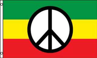 PEACE SIGN FLAG W RASTA COLORS #471 banners flags NEW jamaican 