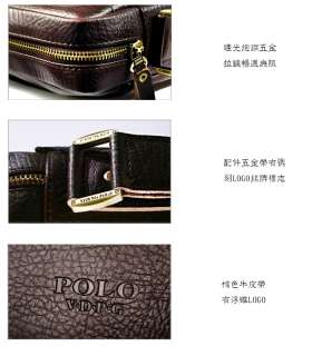 Authentic POLO Mens Leather Shoulder bag Briefcase weave grid 0654 