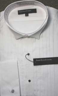Perry Ellis Tuxedo Shirt wing tip collar 1/2 pleat  
