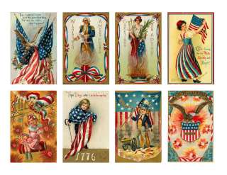 Vintage Postcard 4th of July Stickers Scrapbooking  