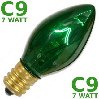 10 ~C9~Green Transparent~Christmas Holiday~Replacement~E17~7 Watt 