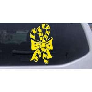 Yellow 32in X 18.1in    Christmas Candy Canes Other Car Window Wall 