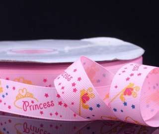   Price7/822mm Princess Crown Star print Grosgrain ribbon 5/50 yards