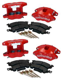 WILWOOD D52 BRAKE CALIPER & PAD SET W/PINS,FRONT & REAR,1.04,RED,BIG 