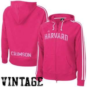  adidas Harvard Crimson Ladies Pink College Town Full Zip 