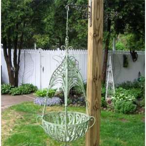  Lg. Hanging Basket Mint Green Basket Weave Latticed Top 