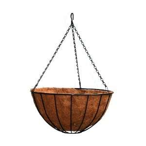  14 Inch Rib Hanging Basket Black w/ Coco Liner: Kitchen 