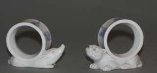 STUNNING PAIR OF NAPKIN RINGS WITH MYTHOLOGICAL CREATURES, JAPAN; c 