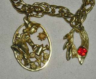 Vintage Charm Bracelet Nursery Rhyme Fairy Pinocchio Figures  