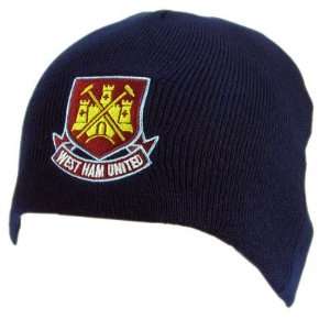  West Ham United FC. Knitted Hat   Navy: Sports & Outdoors