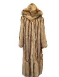 hooded full length whiskey usa raccoon directional coat size 10 12