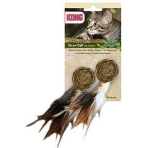  Kong Naturals Straw Ball with Feathers Cat Toy: Kitchen 