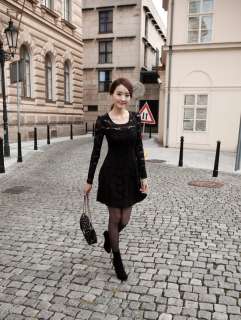   Fashion Attractive Charming Lace Long Sleeve Party Mini dress 7531