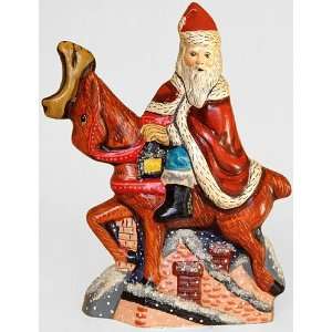  St. Nicholas on a Reindeer Chalkware Figure: Home 