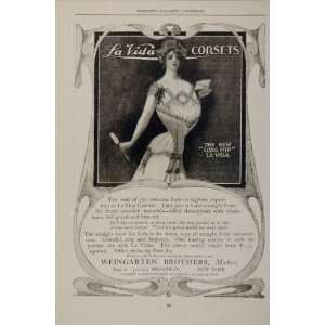 1902 Vintage Ad La Vida Corset Weingarten Brothers   Original Print Ad