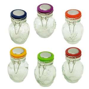 Glass Spice Jar Set   120ml   Bright Colored Lids   Spices, Jelly, Jam 