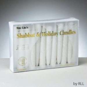   24 Premium Hand Crafted White Frosted Shabbat Candles: Home & Kitchen