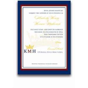  150 Rectangular Wedding Invitations   Monogram Crown 