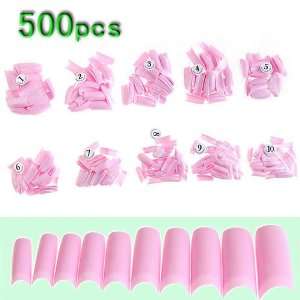  500pcs Pink Plastic Nail Art False Nail Tips Beauty