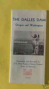 1966 The Dalles Dam Oregon Washington brochure map tour  