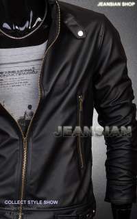   Designer Jacket Coat Shirt Stylish PU Faux Leather Slim Fit S M L 8914