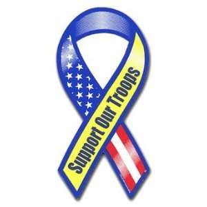   Red White Blue Yellow Support Our Troops Mini Magnet: Home & Kitchen