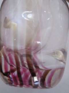 Oban Glass Scotland Pink Brown Art Vase Handmade Vintge  