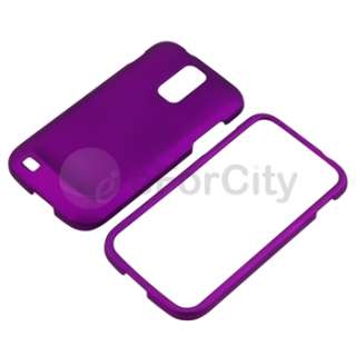Black+Purple Rubber Hard Case+2 Protector For Samsung Galaxy S2 T989 T 