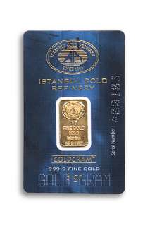 Gram 24K Gold Bullion Bar Certified 999.9 FineGold  