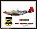 Wall Art   WWII Tuskegee P 51 Red Tails 332d Fighter Group Print 