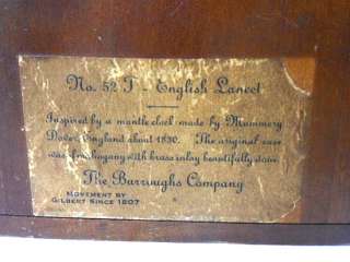 Burroughs English Lancet Clock #52J Model  