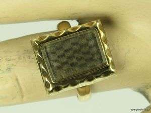   VICTORIAN 14K YELLOW GOLD WOVEN HAIR MOURNING RING DATED 1863 SIZE 8