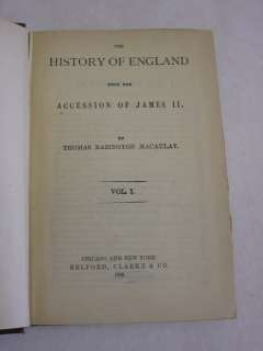 Thomas Babington Macaulay THE HISTORY OF ENGLAND Vols 1 5 Belford 