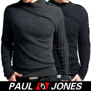 Amazing! 100% Cotton Mens Knit sweater knit knitwear Black/Dark Grey 