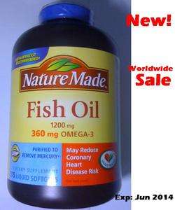   OMEGA 3 Fish Oil 1200 mg, 375 ct, Reduce Coronary Heart Disease Risk