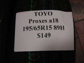 TOYO PROXES A18 195/65R15 89H NEW TIRES PAIR!!  