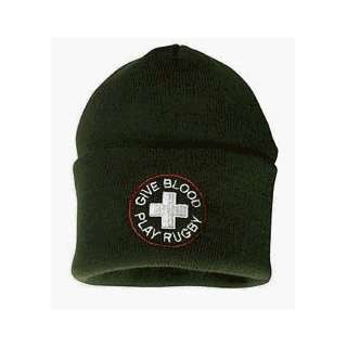  GIVE BLOOD RUGBY KNIT WATCH CAP (GREEN): Sports & Outdoors